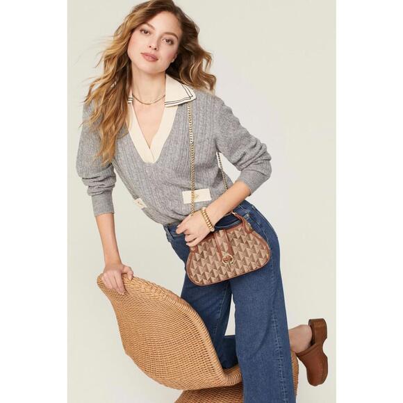 Sandro Brown Logo Sweet Janet Bag with Tarnished Hardware - Picture 1 of 10